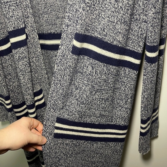 Aerie Navy striped Floor Length women’s cozy knit cardigan in L - Picture 4 of 8